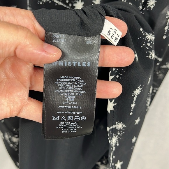 Whistles Phoebe Constellation Star Silk Blend Bodycon Black Dress Womens Size 2 - Picture 6 of 11